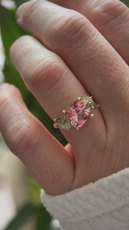 The Fleur 2.42 CT Radiant Cut Pink Tourmaline Ring