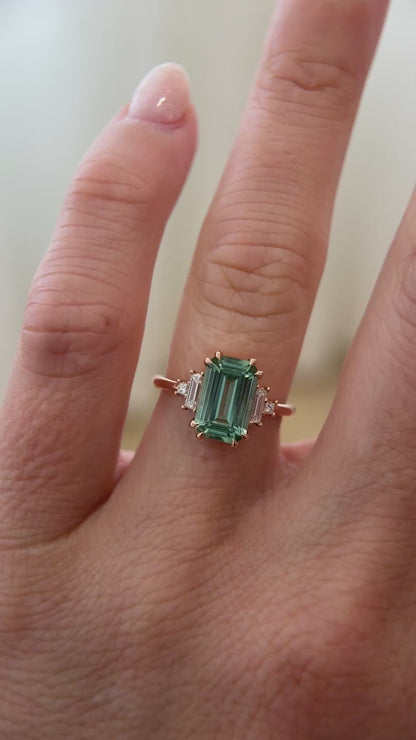 The Mira Ring | 2.69 CT Emerald Cut Lagoon Tourmaline