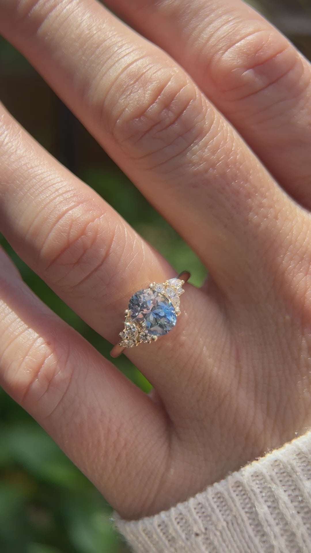 The Laurel Ring | 2.36 CT Oval Denim Blue Sapphire