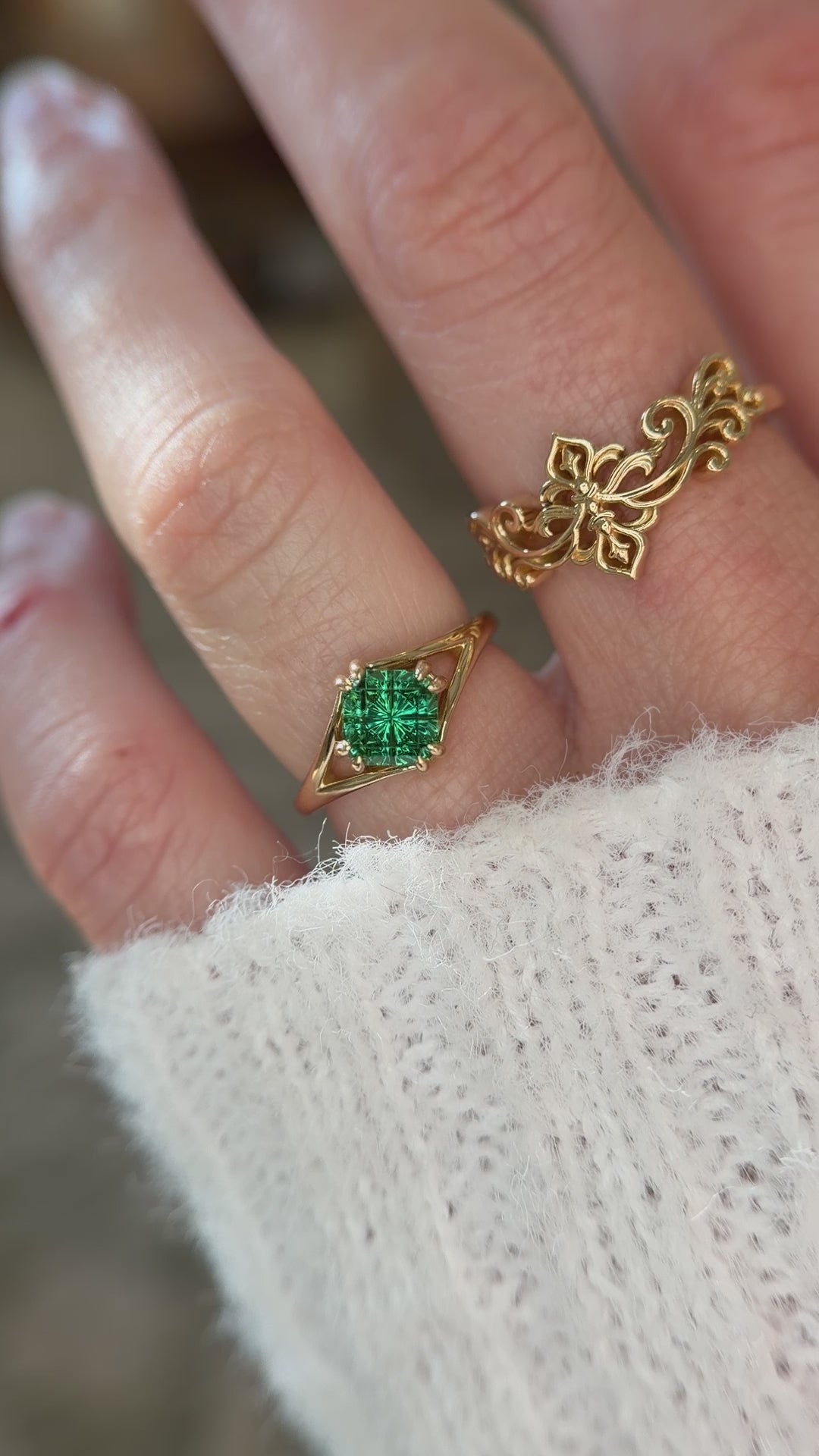 The Willow Ring | 1.56 CT Square Starbrite™ Green Tourmaline