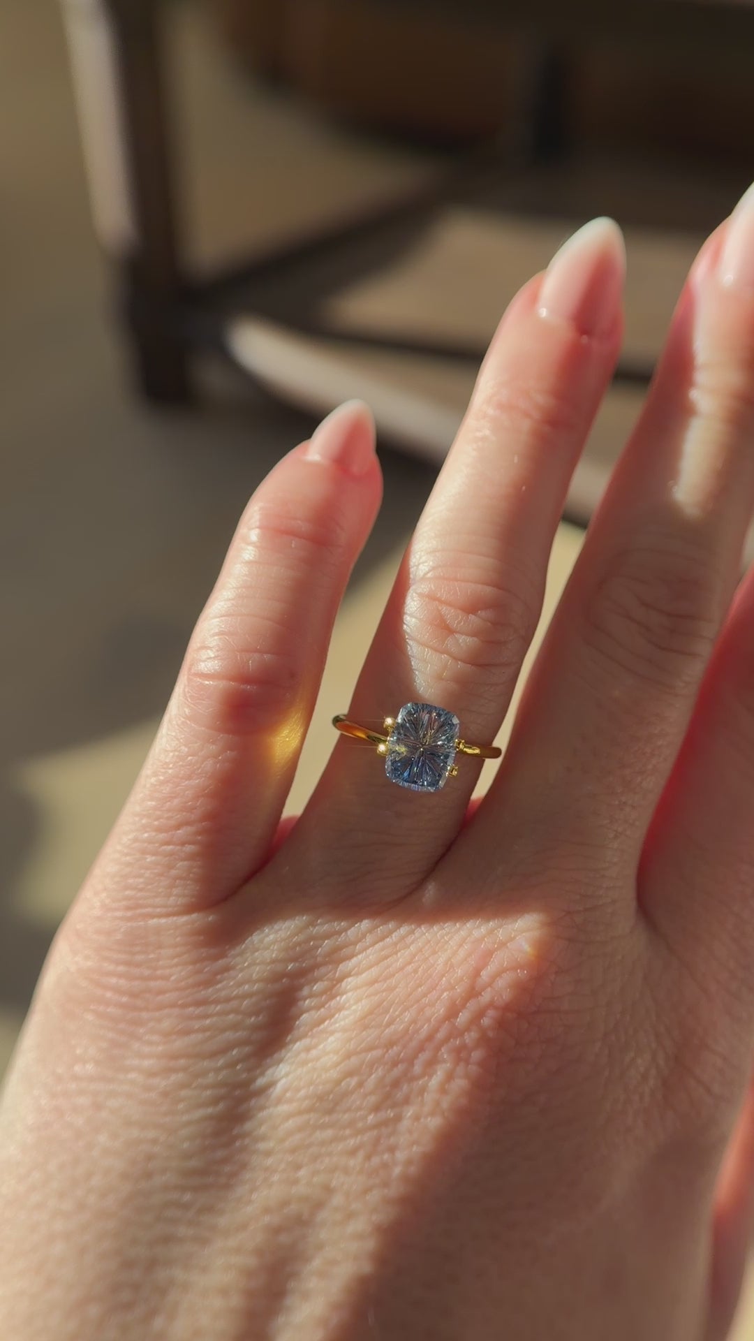 3.82 CT Cushion Starbrite™ Cut Bicolor Blue Sapphire