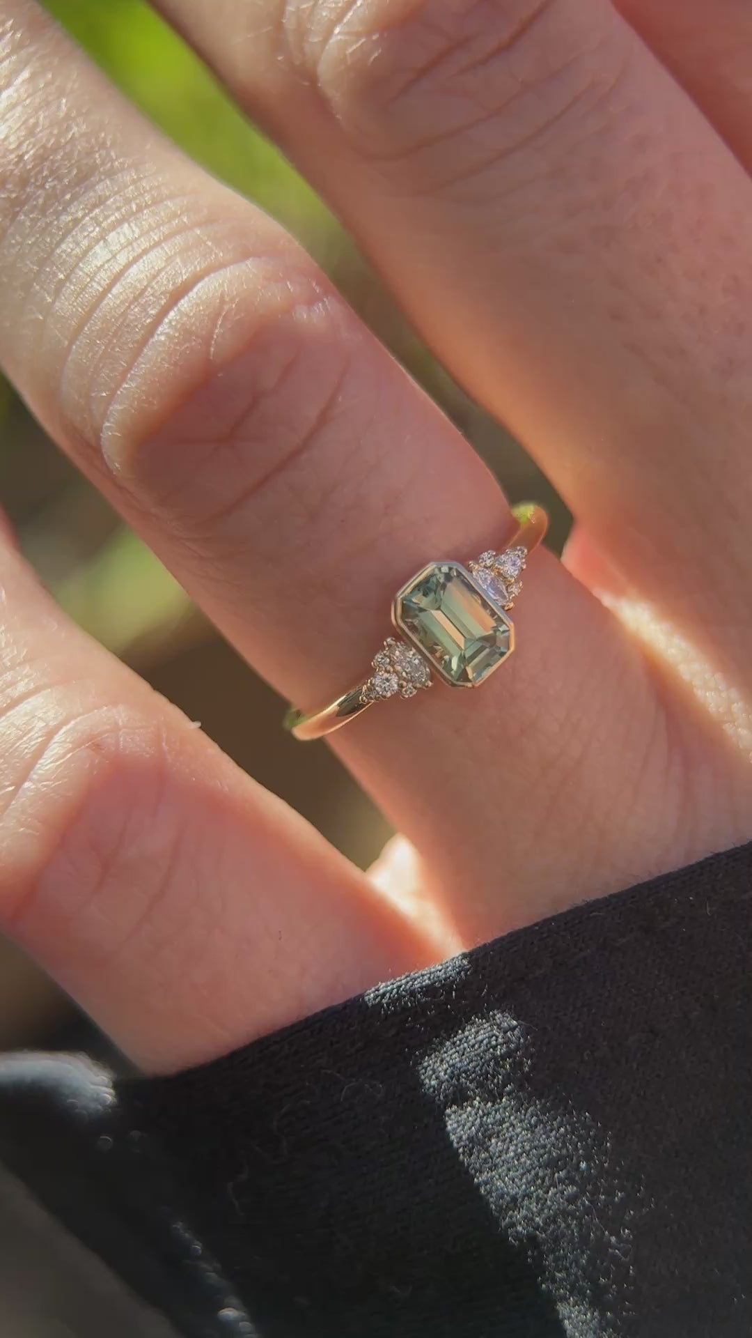 The Wisp Ring | 0.73 CT Emerald Cut Teal Sapphire