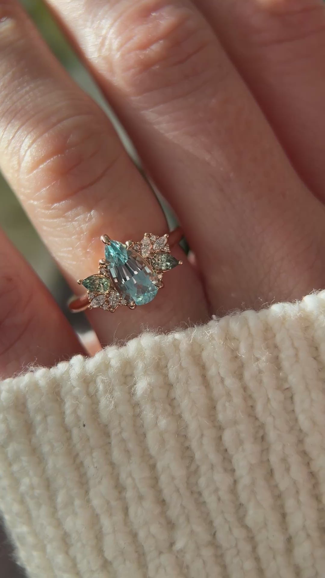 The Fleur Ring | 1.5 CT Pear Aquamarine