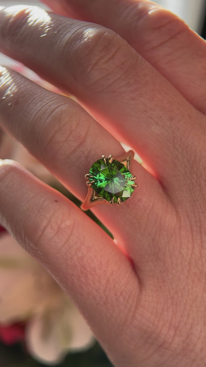The Weaver Ring | 4.5 CT Oval Deep Green Tourmaline