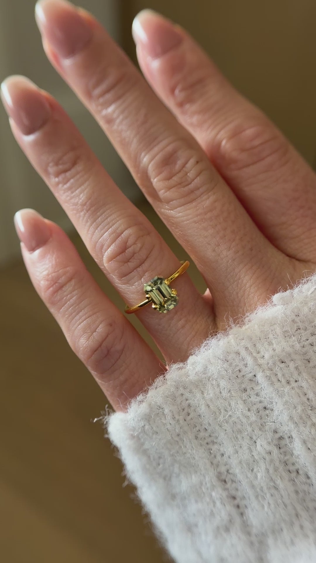 1.95 CT Emerald Cut Yellow Green Sapphire