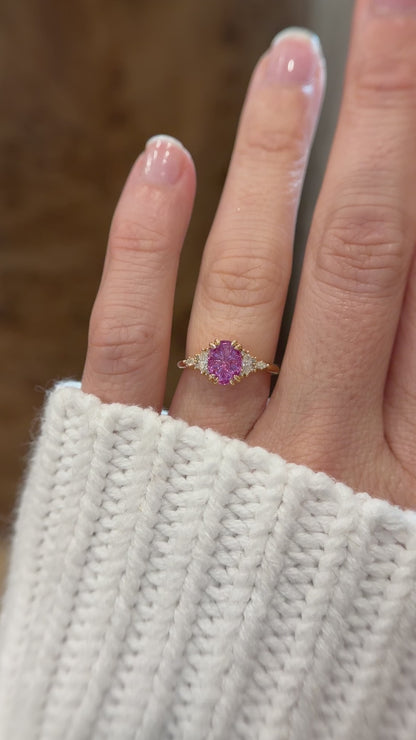 The Maeve Ring | 1.66 CT Oval Hot Pink Fantasy Sapphire