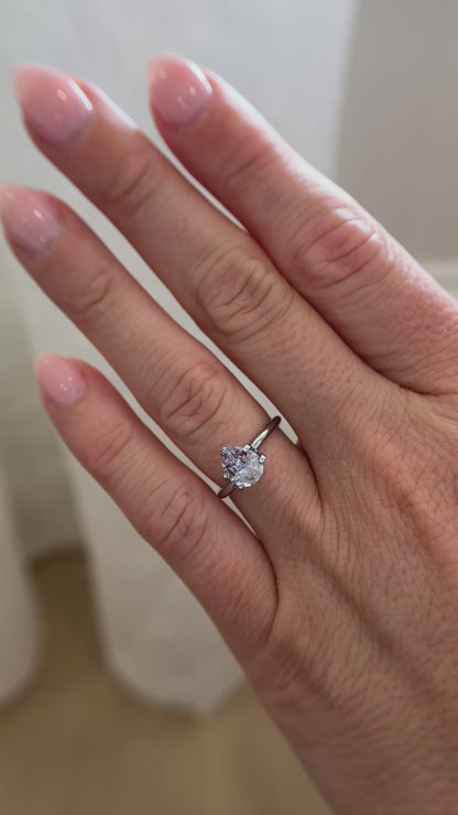 1.75 CT Pear Cut Pastel Gray/Blue Sapphire