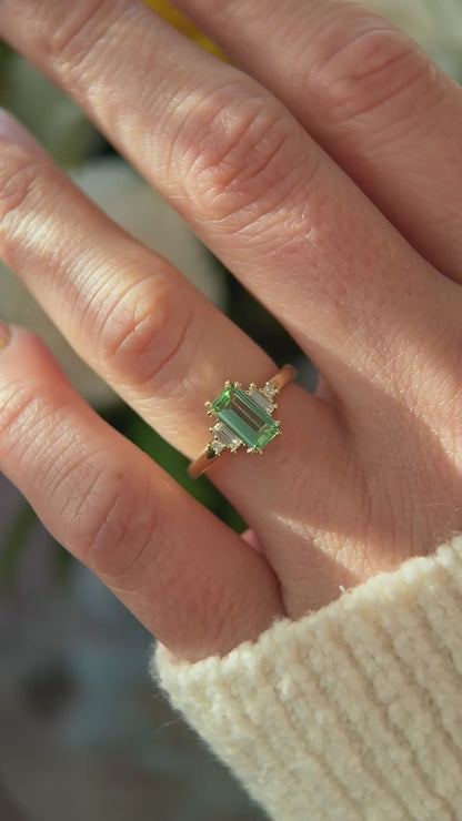 The Mira Ring | 1.38 CT Emerald Cut Lagoon Tourmaline