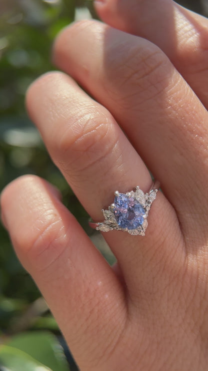 The Aurora Ring - 2 CT Pear Cornflower Blue Sapphire