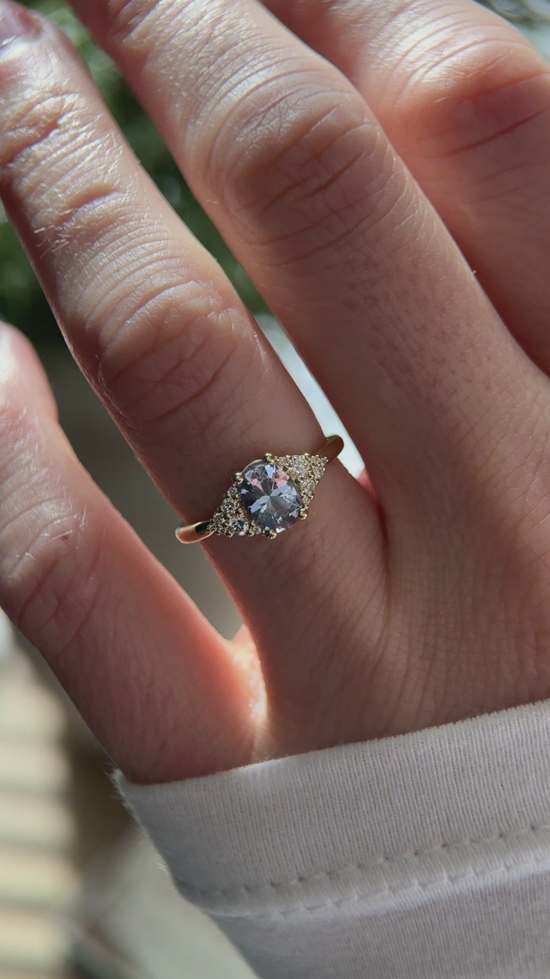 The Tiny Bubbles Ring - 0.85 CT Oval Periwinkle Sapphire