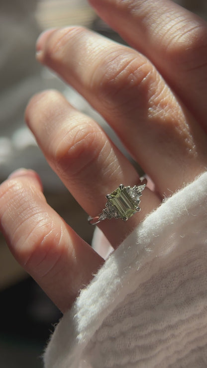 The Maeve Ring | 1 CT Emerald Cut Green Montana Sapphire