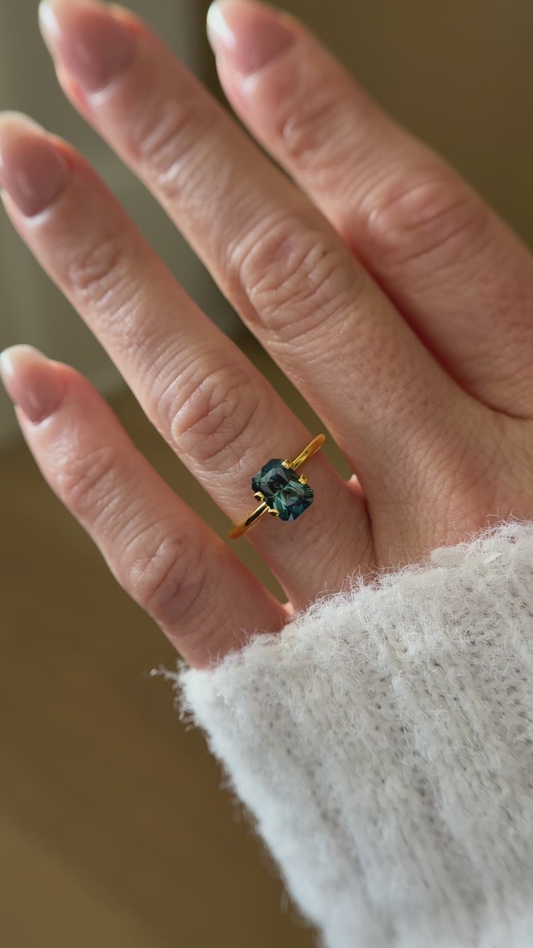 1.70 CT Radiant Cut Deep Teal Sapphire