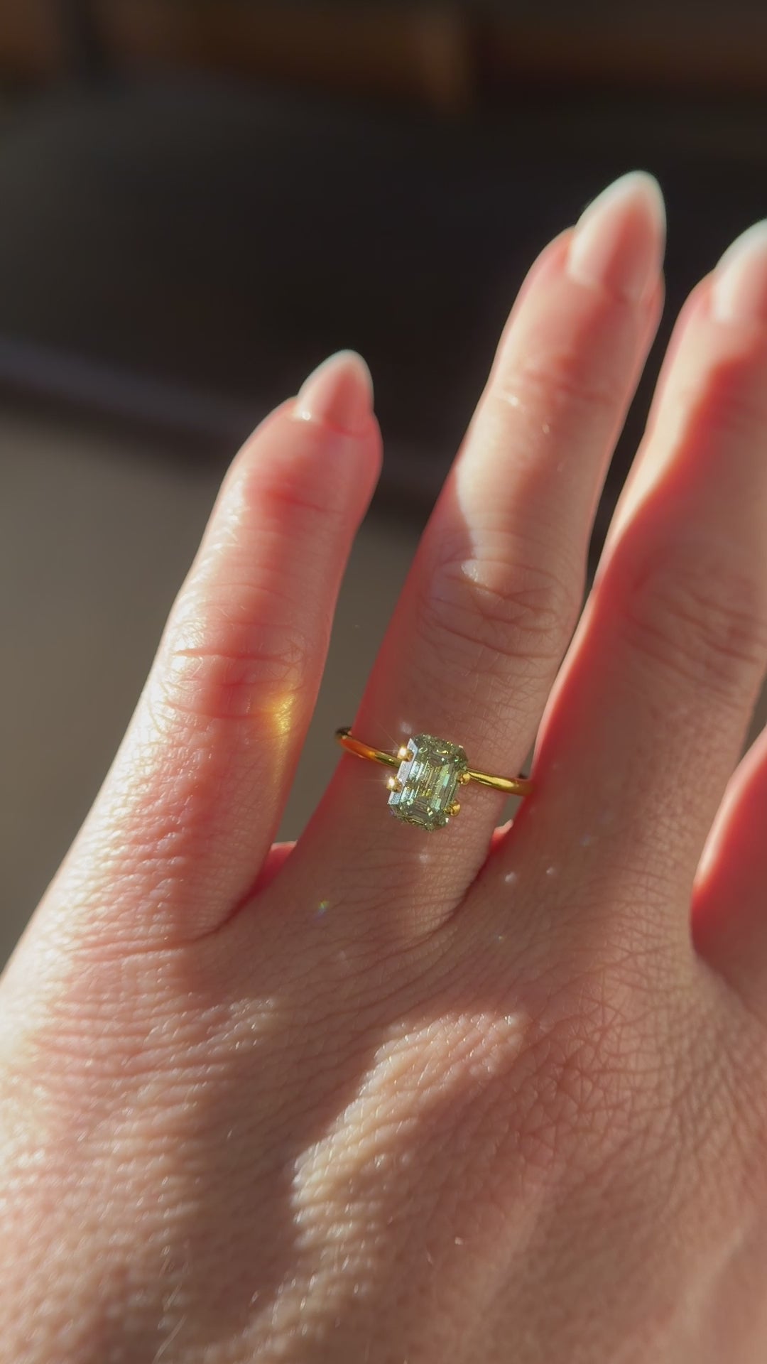 1.17 CT Lab Created Emerald Cut Green Diamond