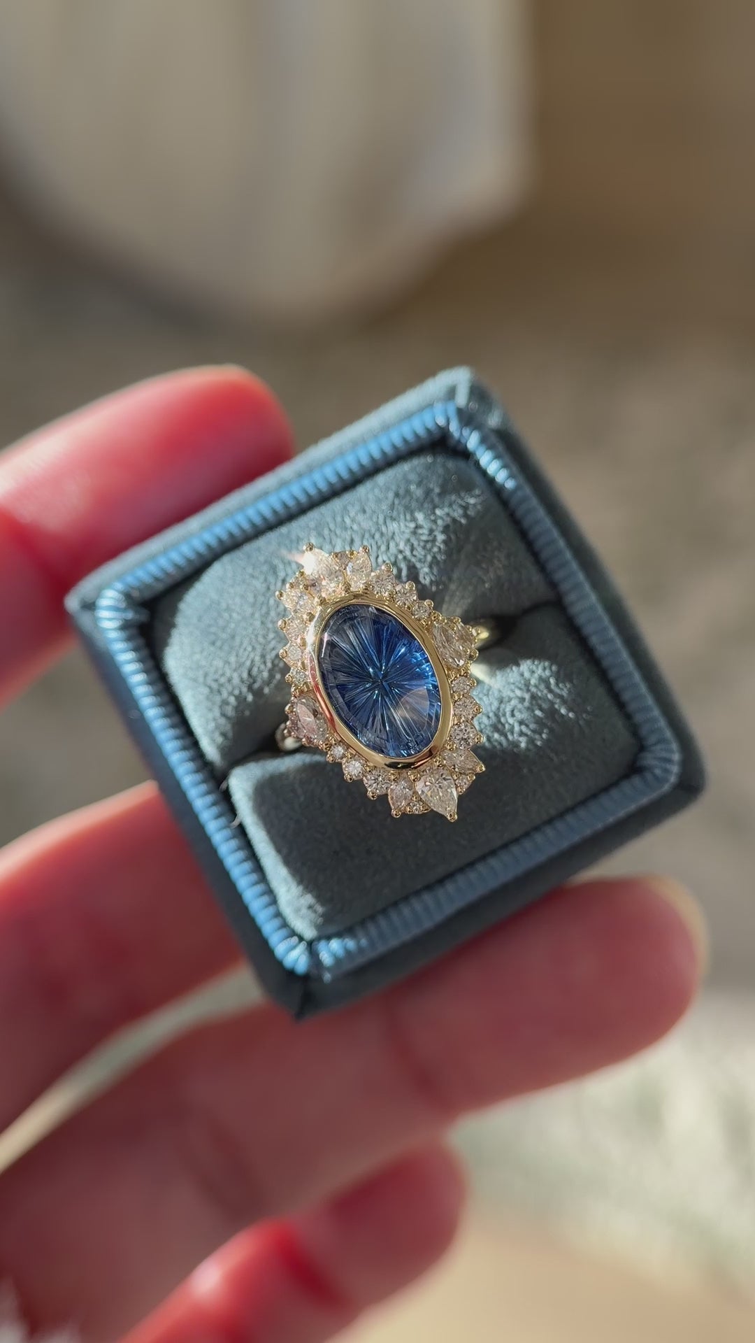 The Ethereal Ring | 3.18 CT Oval Starbrite™ Bicolor Blue Sapphire