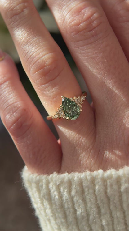The Maeve Ring | 1.56 CT Pear Green Diamond