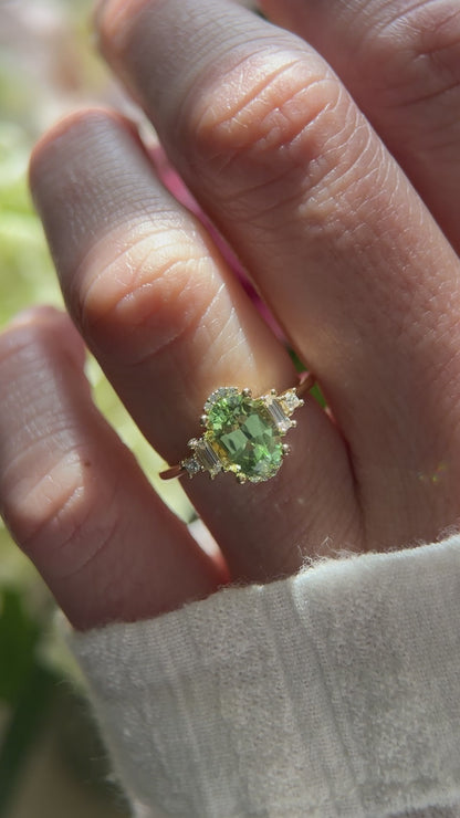 The Sura Ring - 1.64 CT Oval Mint Green Tourmaline