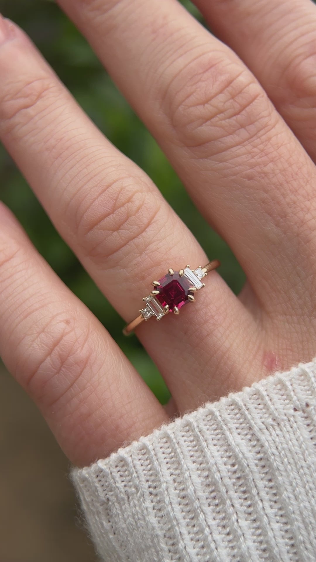 The Mira Ring | 0.98 CT Asscher Red Spinel