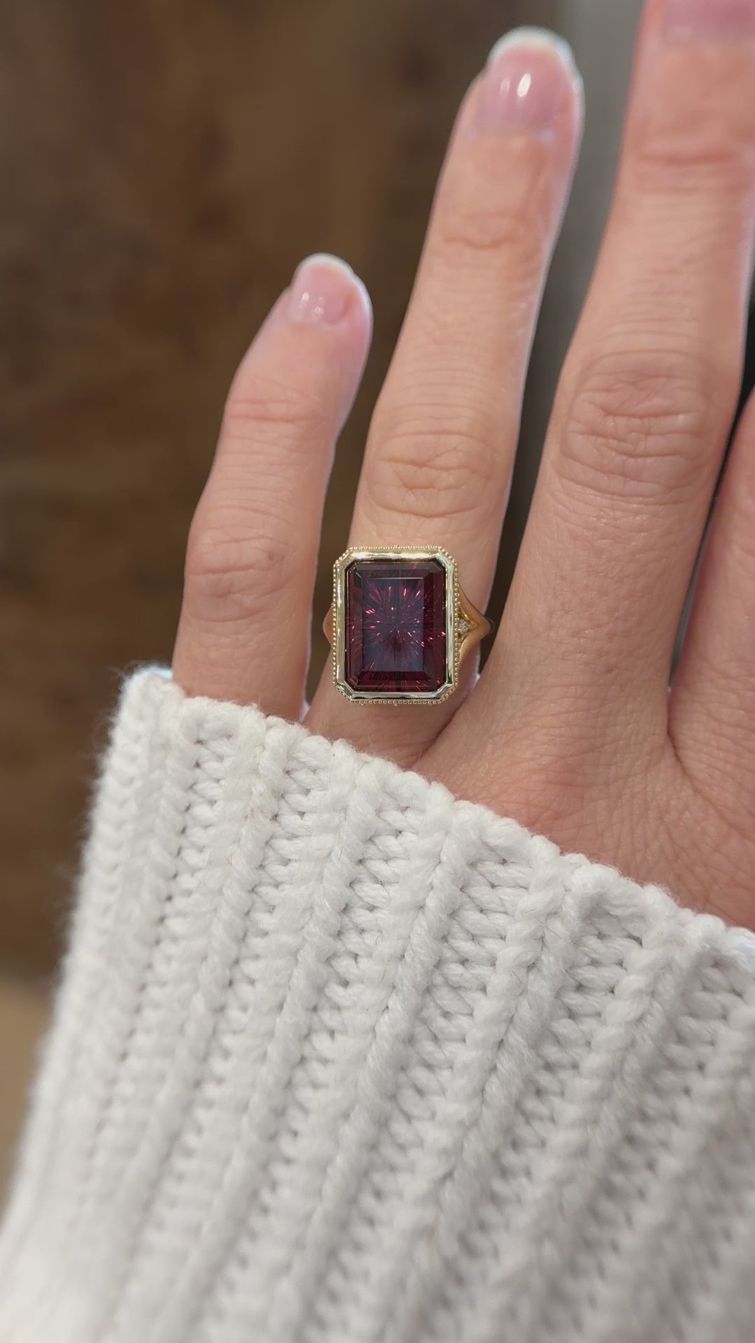 The Yahrin Ring | 14.6 CT Rectangular Starbrite™ Cut Rhodolite Garnet