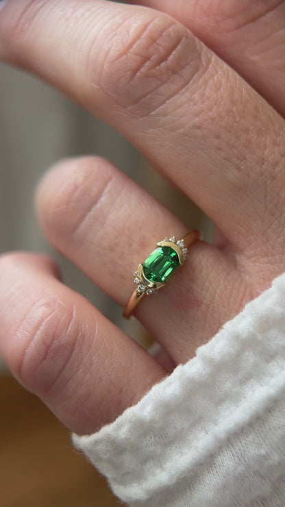 The Half Halo Ring | 0.84 CT Oval Tsavorite Garnet