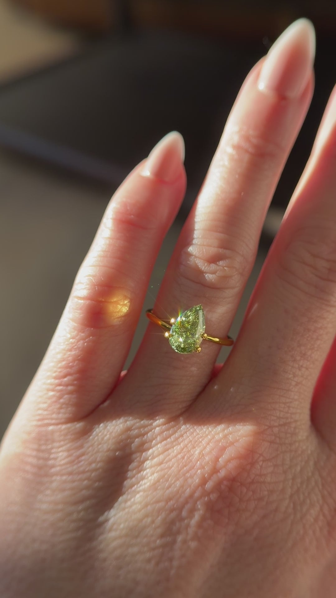 2.14 CT Lab Created Pear Cut Green Diamond