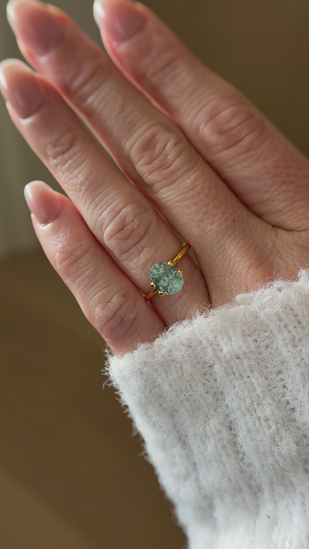 2.61 CT Oval Cut Silky Teal Green Sapphire