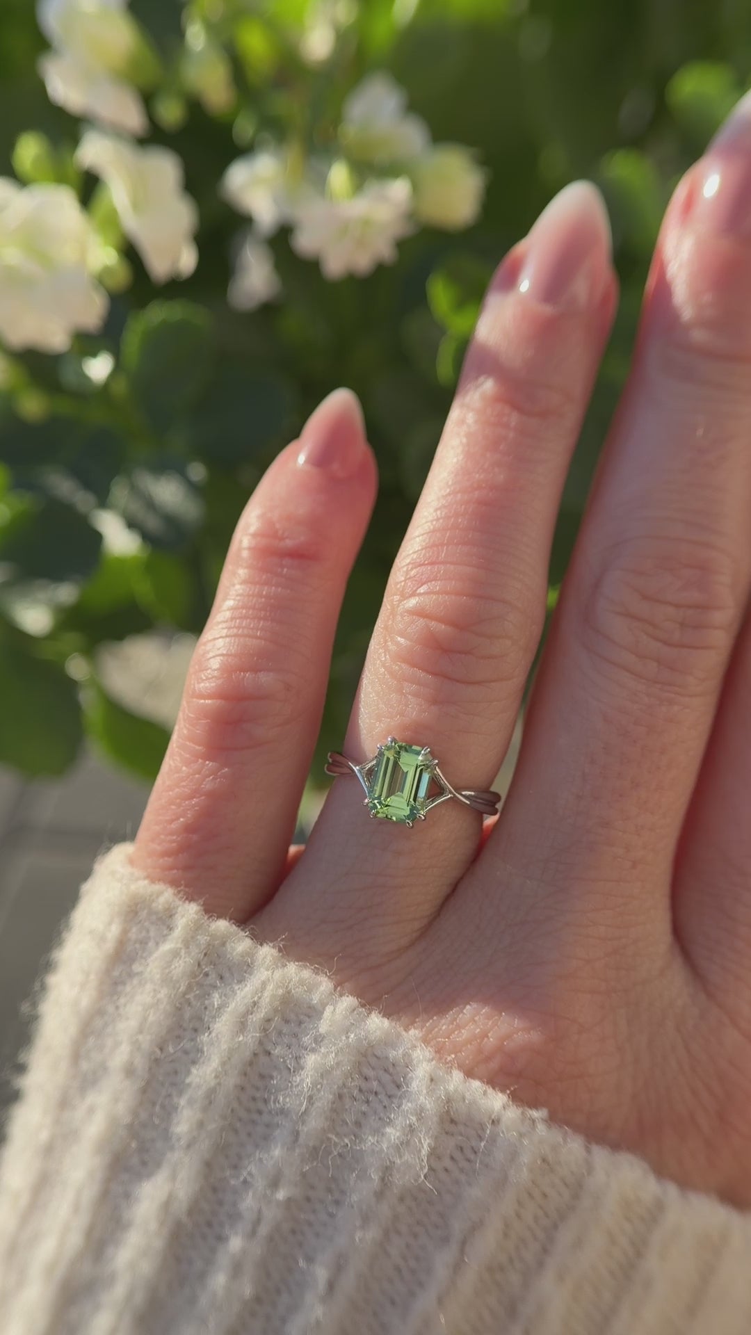 The Fates Ring | 1.78 CT Emerald Cut Green Tourmaline