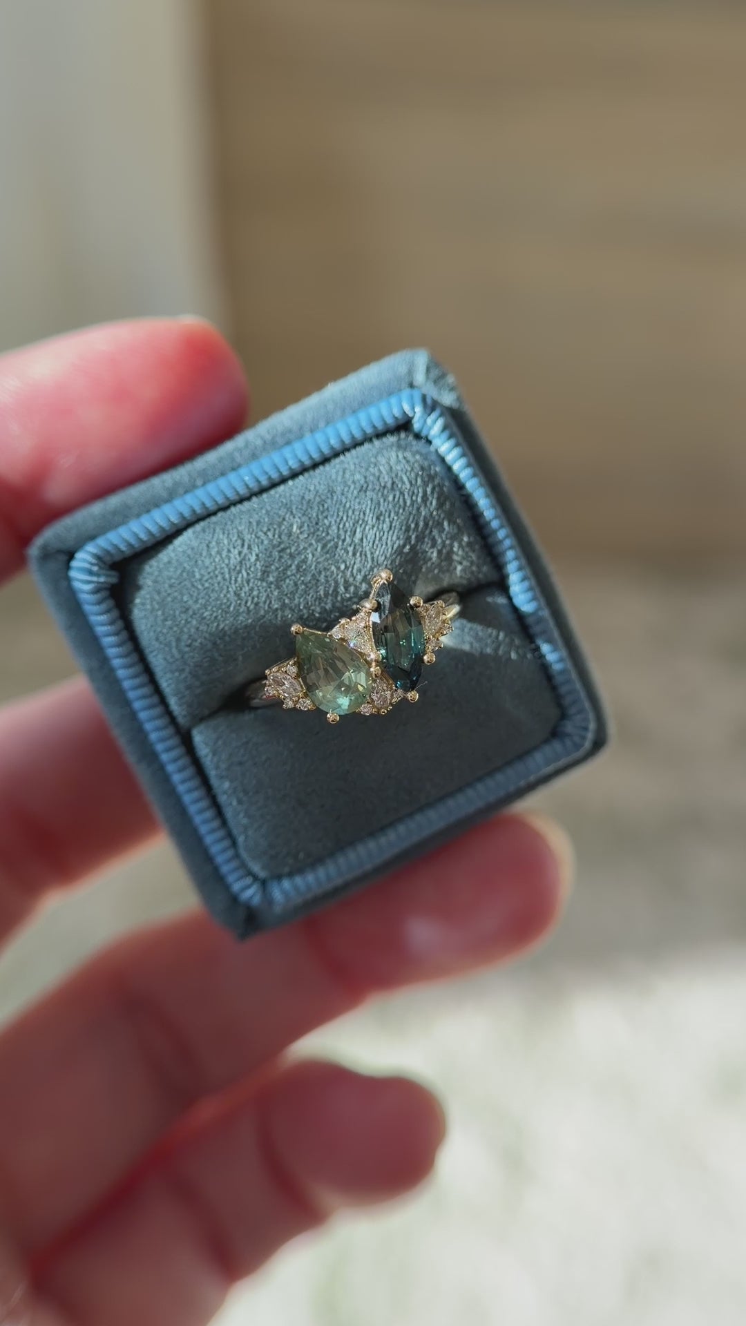 The Evermore Ring | Teal Sapphire + Green Montana Sapphire