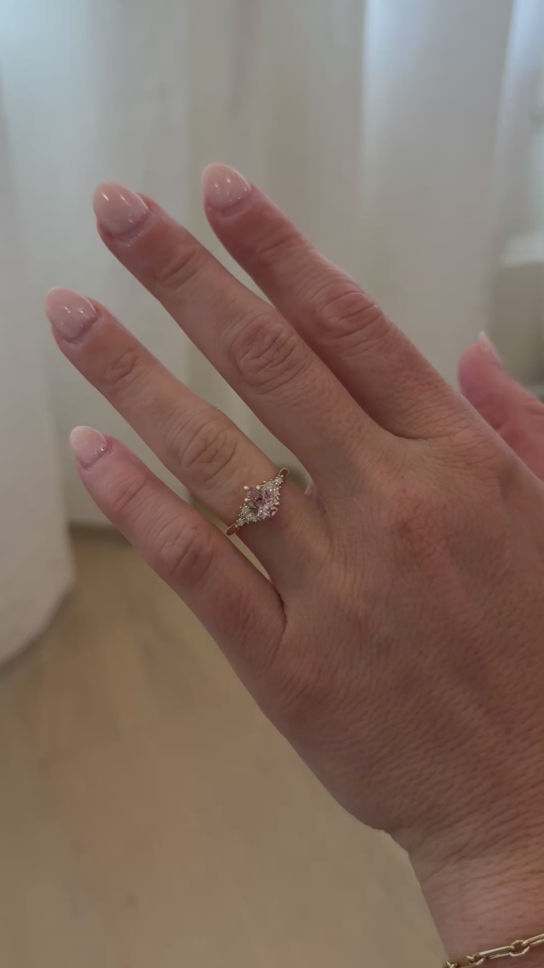 The Maeve Ring | 1.1 CT Pear Peachy Pink Sapphire