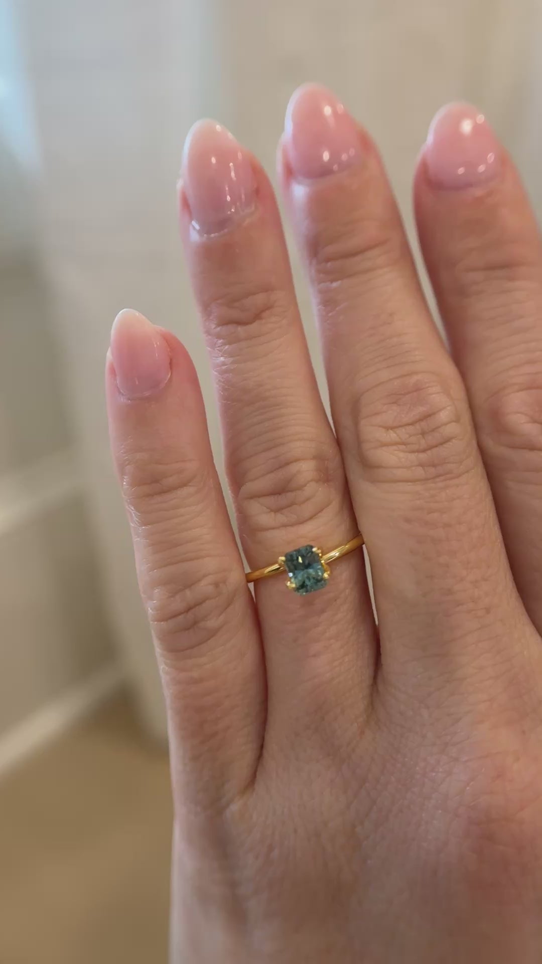 0.87 CT Radiant Cut Teal Sapphire