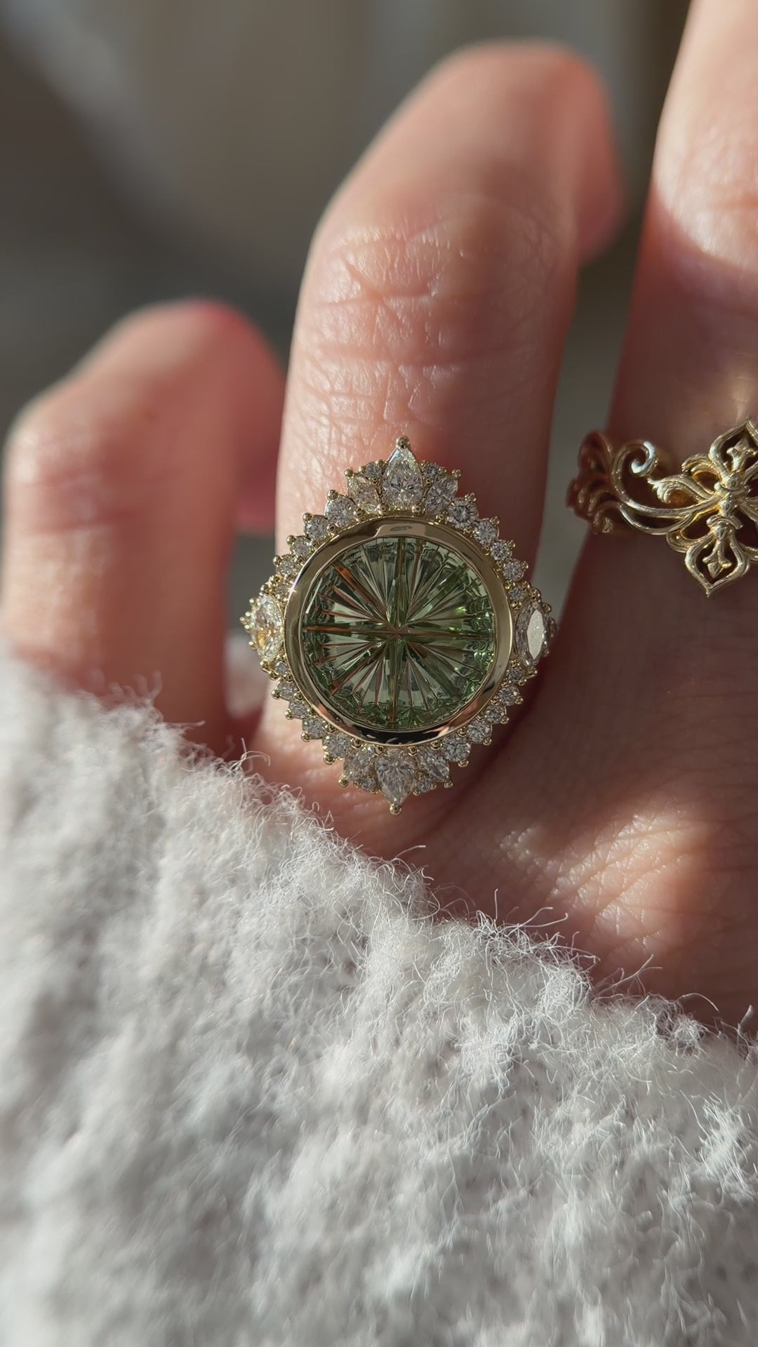 The Ethereal Ring | 4.51 CT Round Starbrite™ Green Tourmaline