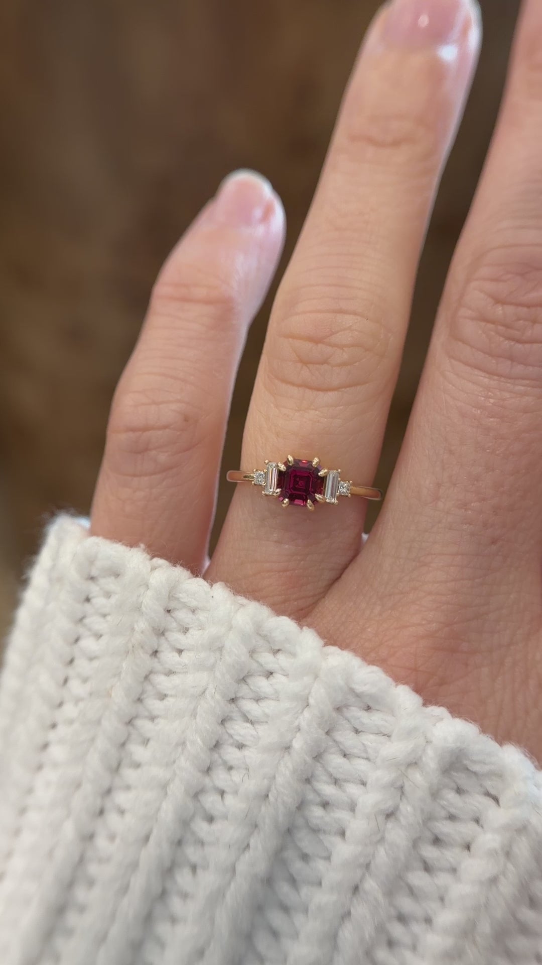 The Mira Ring | 0.98 CT Asscher Red Spinel