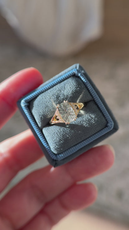 The Serendipity Ring | 2.15 CT Elongated Cushion Starbrite™ Light Green Montana Sapphire