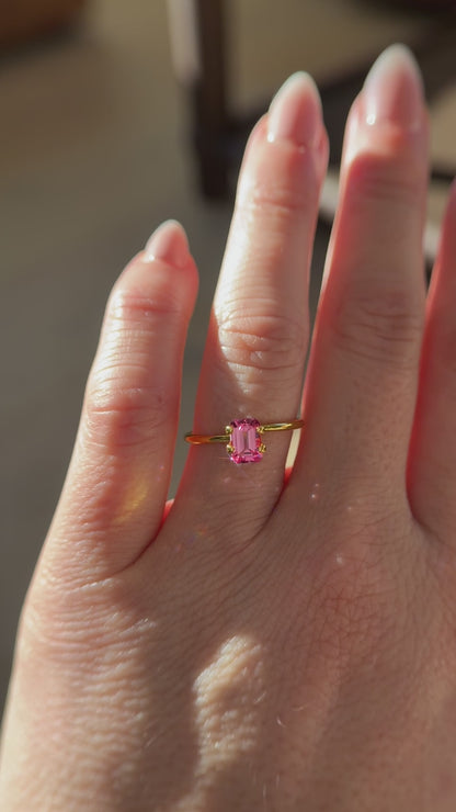1.02 CT Emerald Cut Hot Pink Spinel