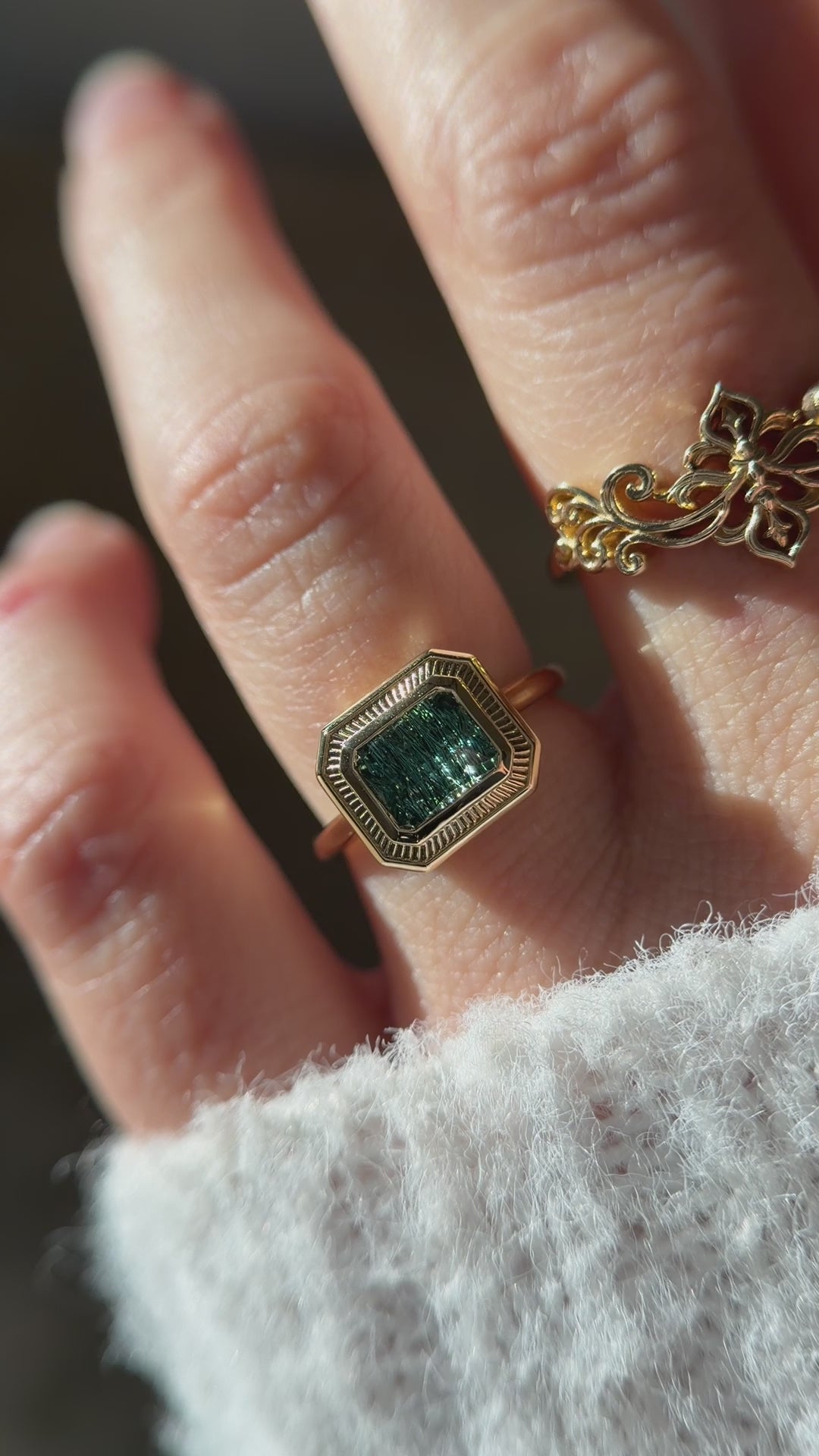 The Olympia Ring | 1.57 CT Rectangular Concave Cut Blue Tourmaline
