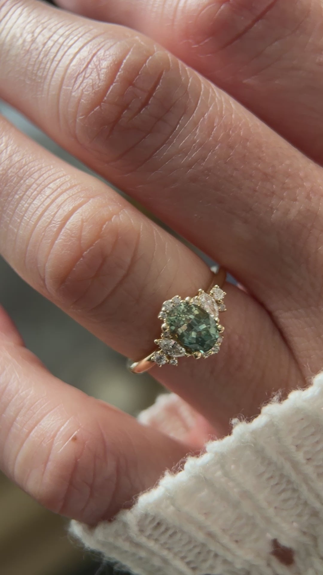 The Naevia Ring - 1.3 CT Oval Montana Teal Sapphire