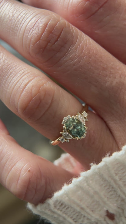 The Naevia Ring - 1.3 CT Oval Montana Teal Sapphire