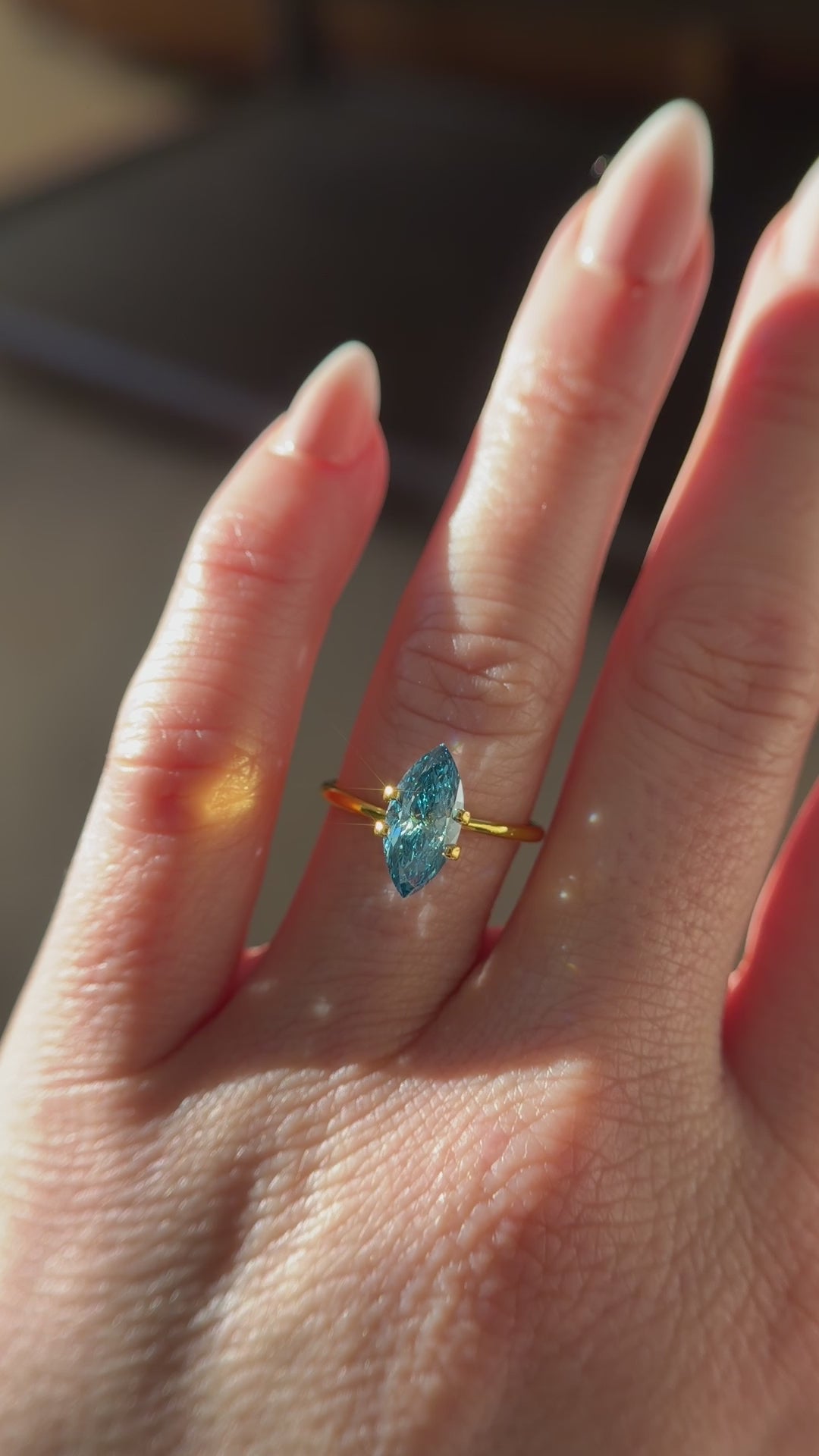 1.91 CT Lab Created Marquise Cut Blue Diamond