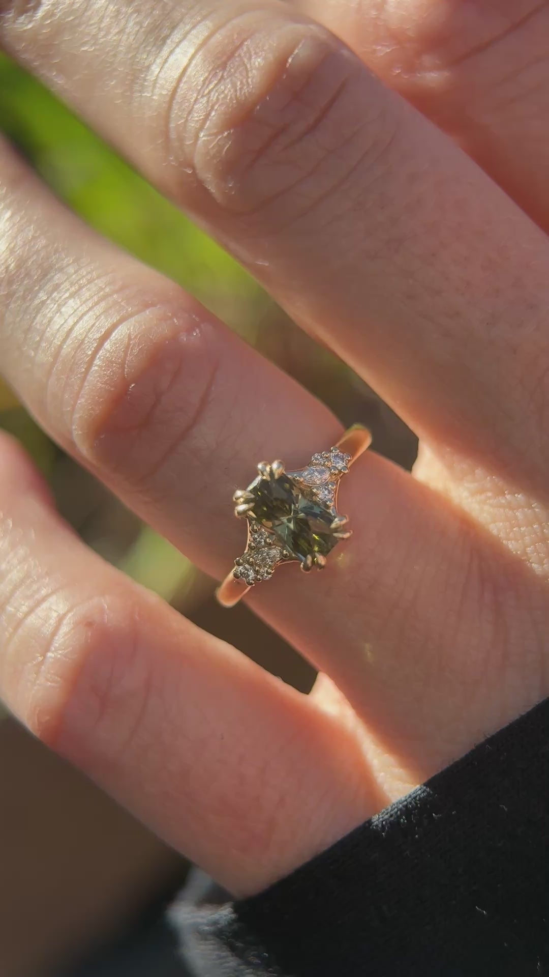 The Lyria Ring | 1.28 CT Radiant Green Tourmaline