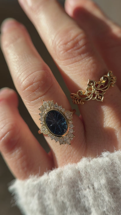 The Ethereal Ring | 2.83 CT Oval Starbrite™ Blue Sapphire