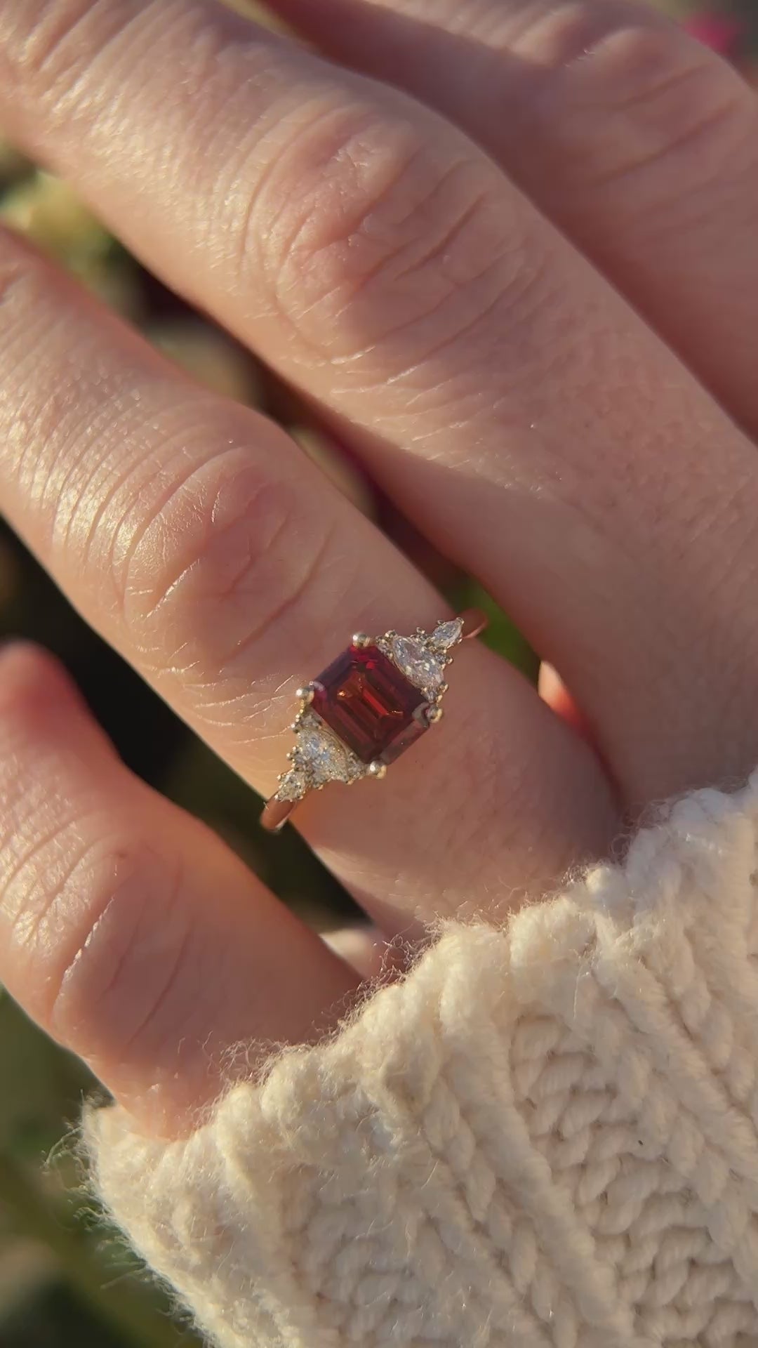 The Maeve Ring | 1.38 CT Emerald Cut Red Garnet