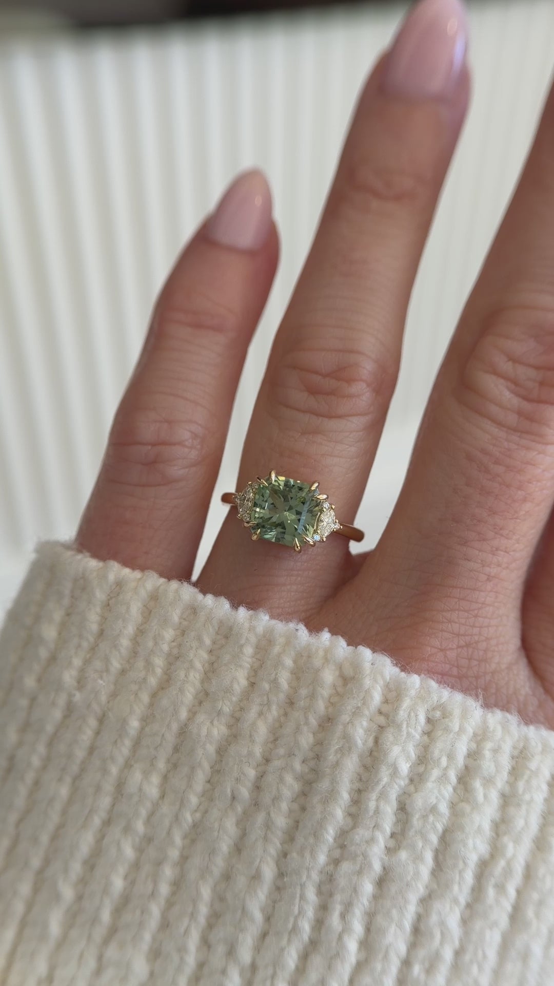 The Low Maren Ring | 2.72 CT Square Radiant Mint/Sage Green Tourmaline