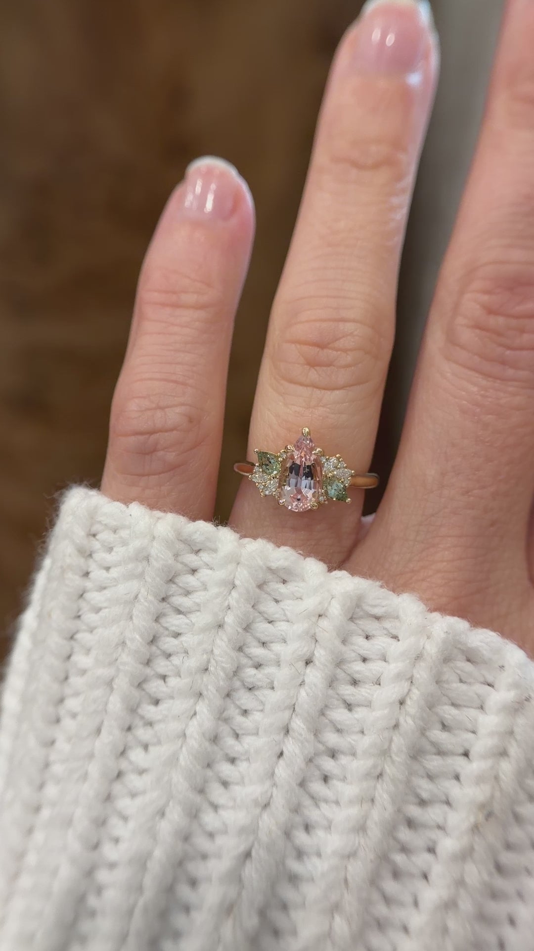 The Fleur Ring | 1.52 CT Pear Morganite