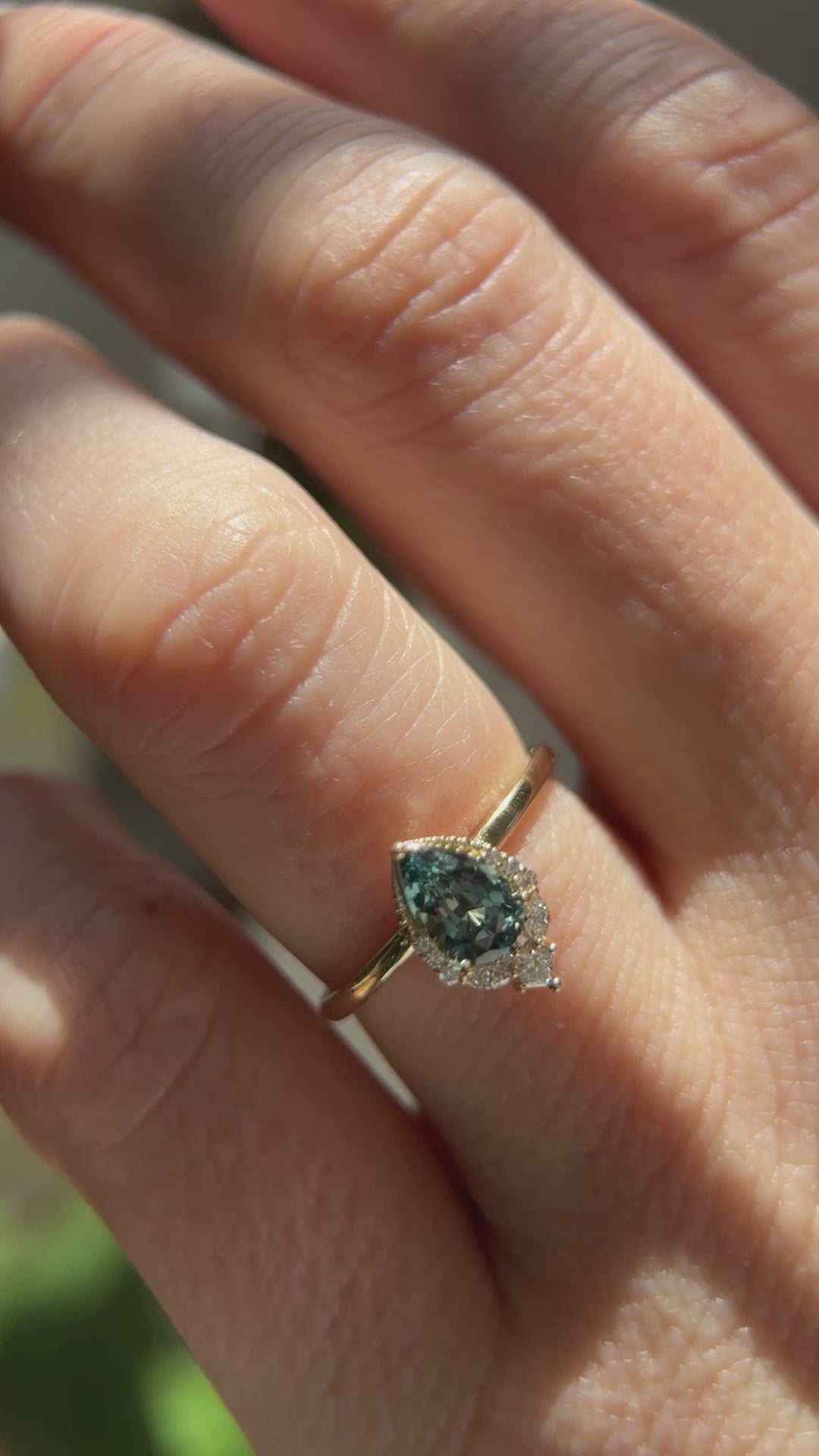 The Charlotte Ring - 0.93 CT Pear Teal Sapphire