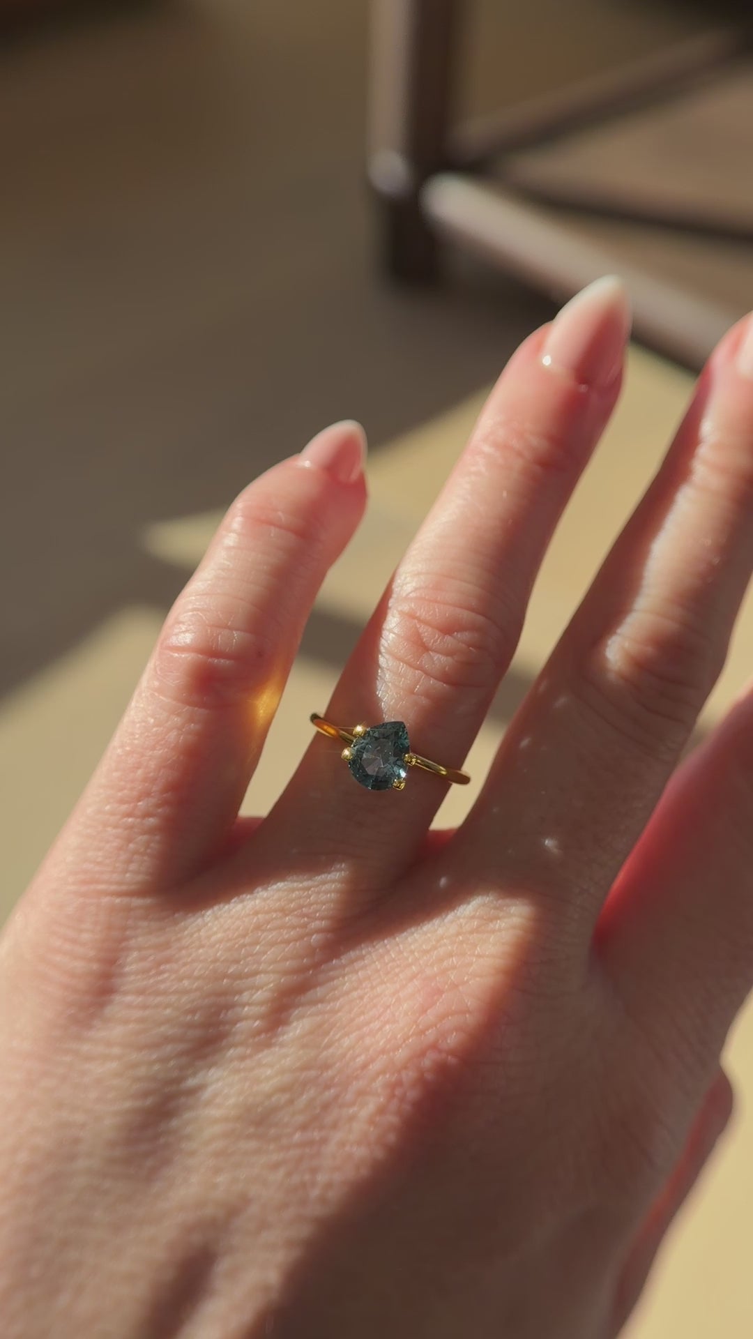 1.57 CT Pear Cut Teal Montana Sapphire