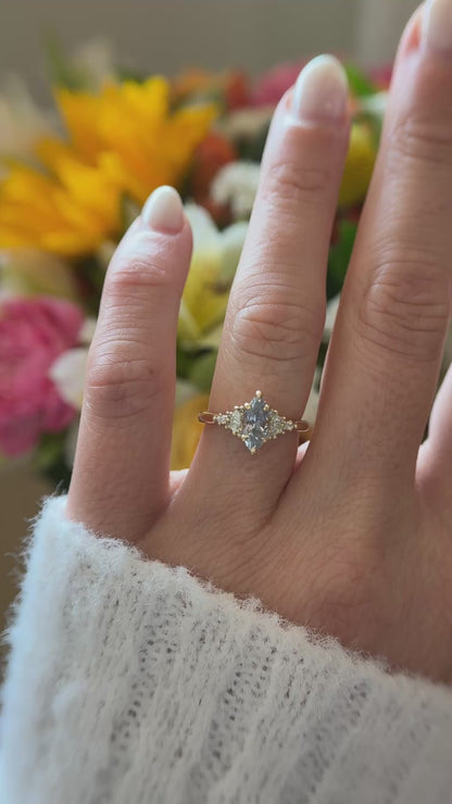 The Maeve Ring | 1.25 CT Pastel Blue/Purple Marquise Sapphire