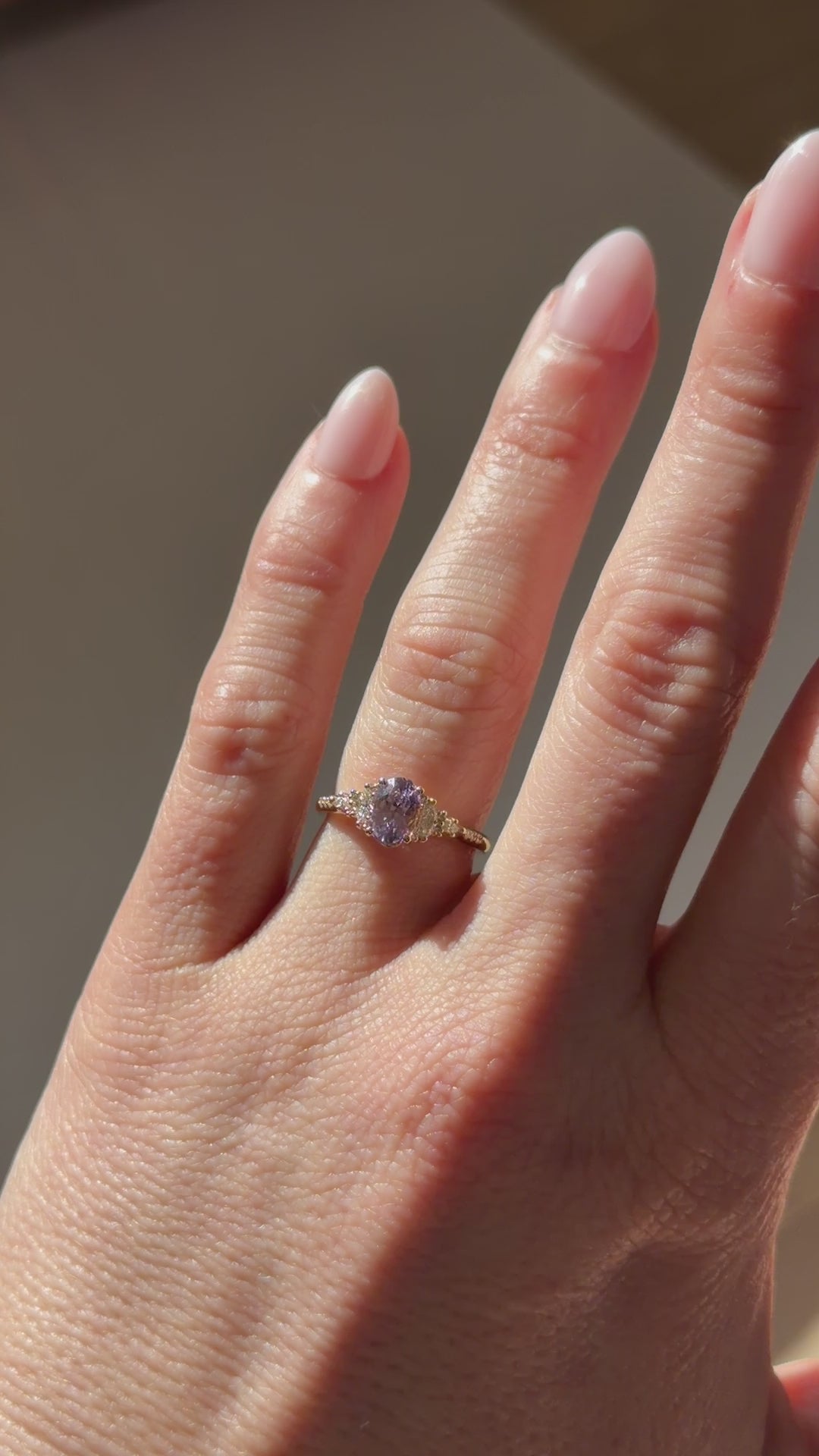 The Maeve Ring | 1.24 Oval Lavender Sapphire | Accented Shank