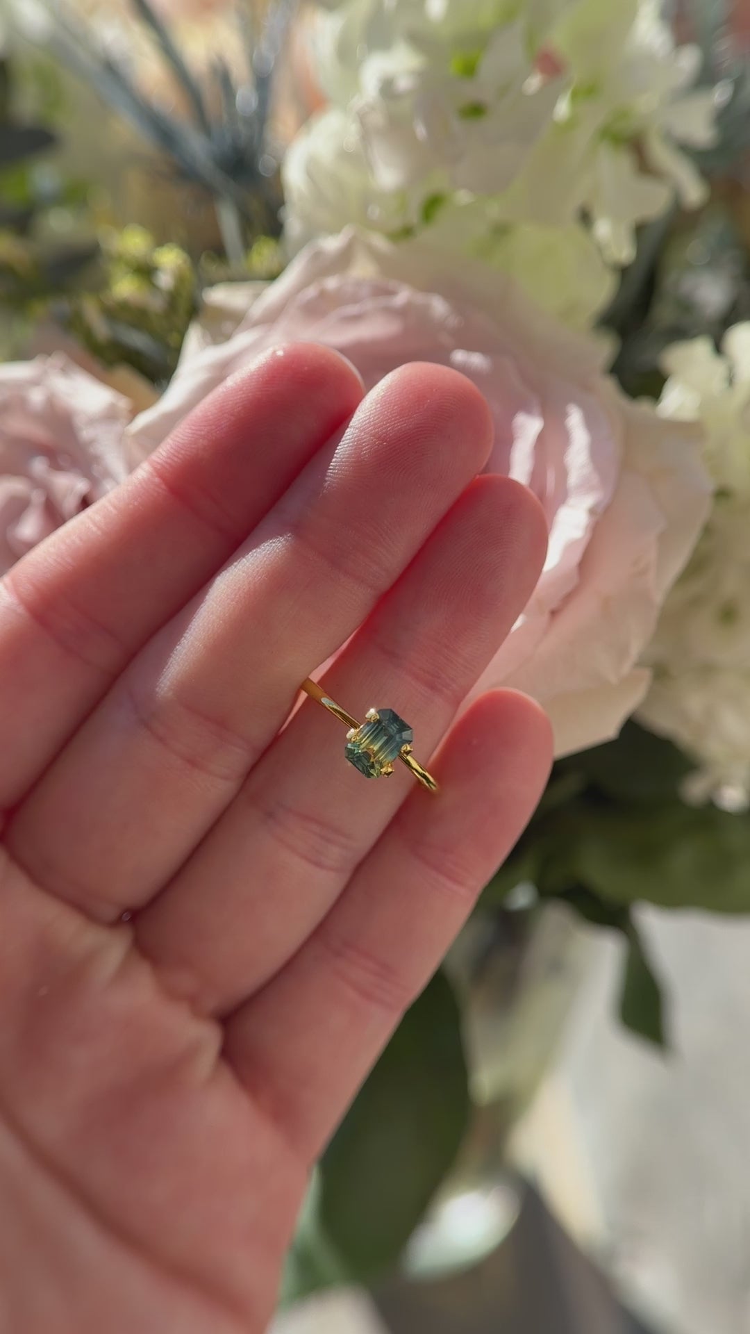 1.4 CT Emerald Cut Teal Bicolor Sapphire