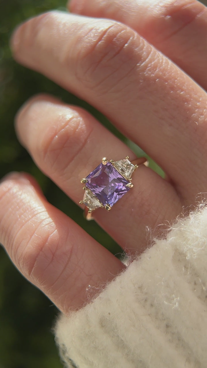 The Tría 2.56 CT Radiant Purple Sapphire Ring
