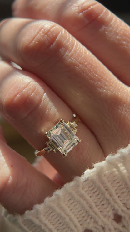 The Mira Ring - Emerald Cut Moissanite