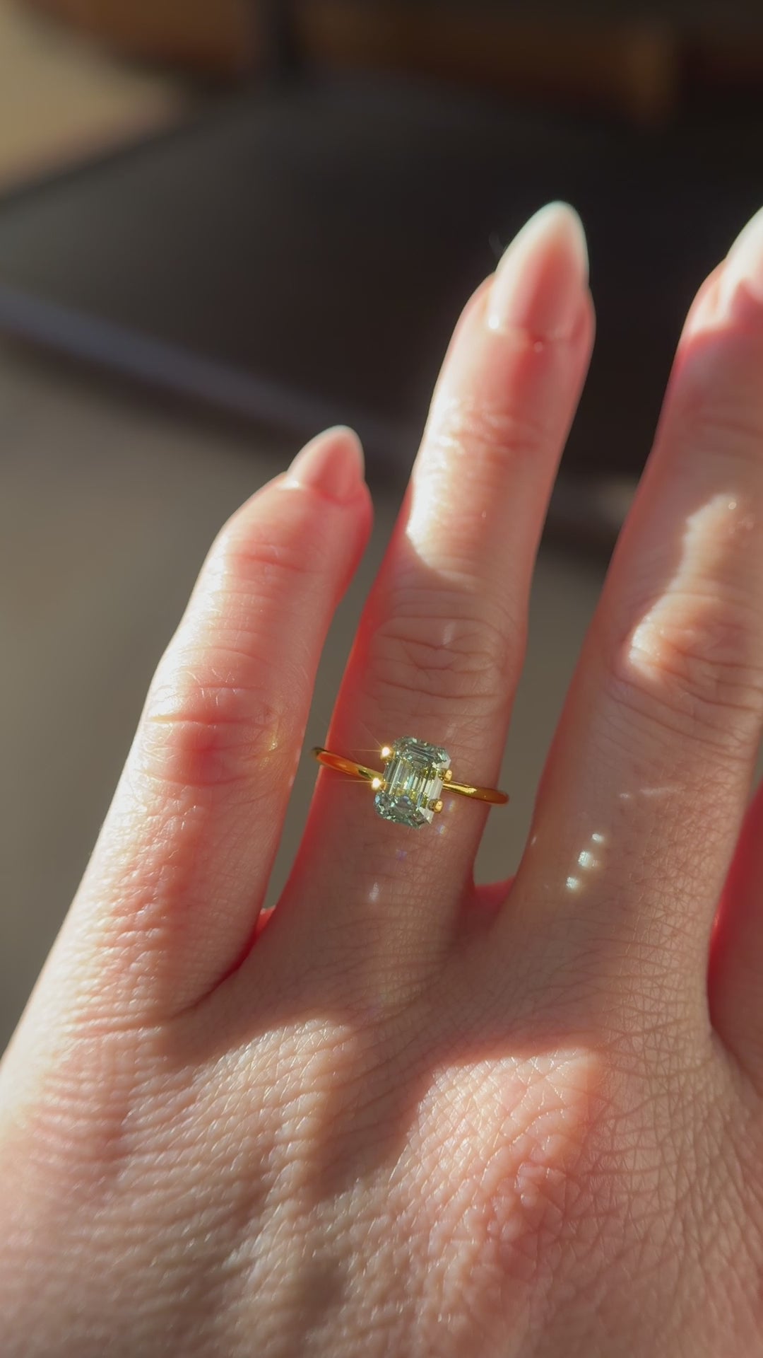 1.55 CT Lab Created Emerald Cut Green Diamond